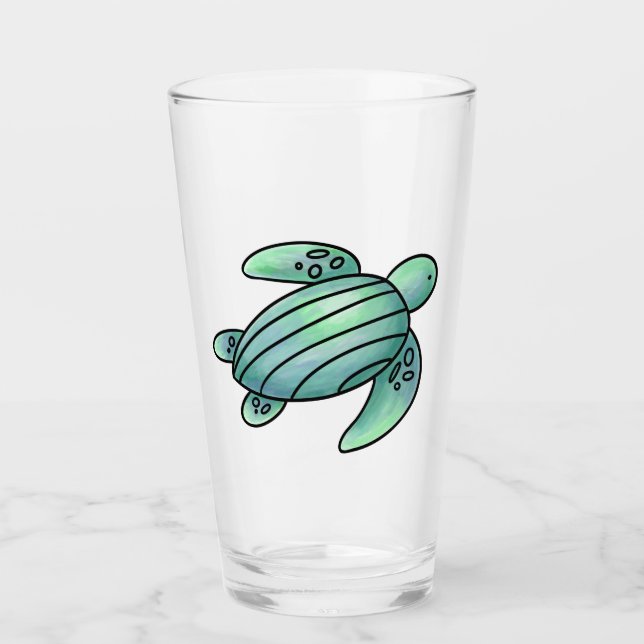 tortuga marina pintada con acuarela azul verde de  (Anverso)