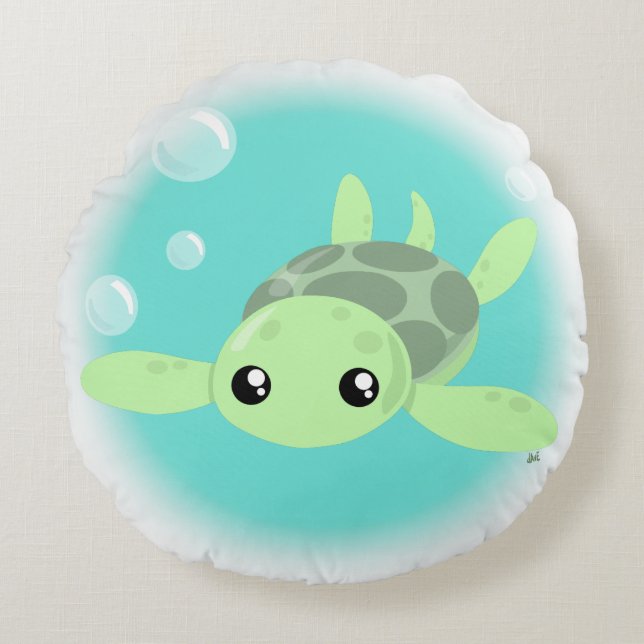 Tortuga marina suave y almohada redonda (Anverso)