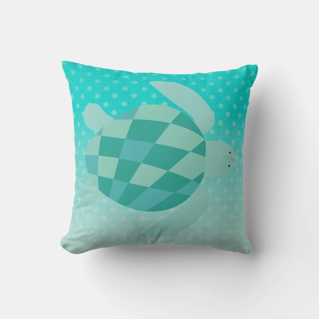 Tortuga marina verde azulada en el Cojín decorativ (Anverso)