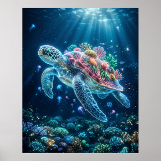 Tortuga Oceánica Arte de Deriva Bioluminiscente