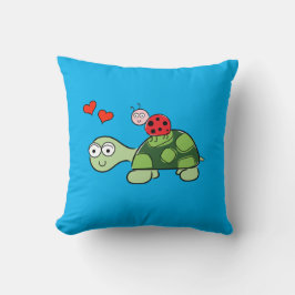 Tortuga, parábola y Cojín decorativo azul cardíaco
