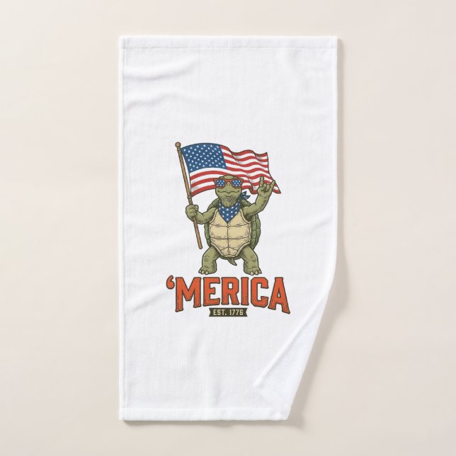 Tortuga Patriótica ‘Merica Vector Vintage (Toalla de mano)