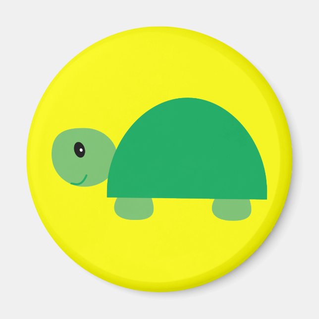 Tortuga personalizado verde sonriente imán redondo (Frente)