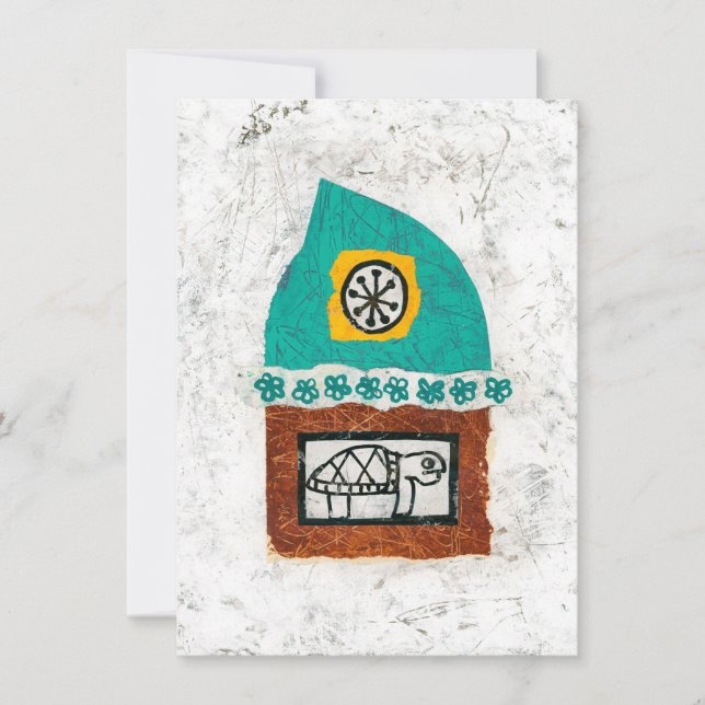 Tortuga Picando Para Una Tarjeta De Saludo De Luch (Anverso)