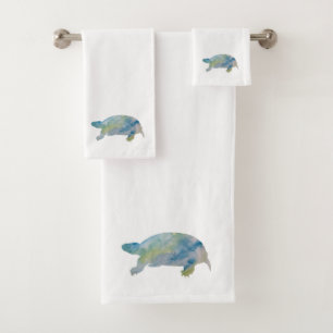 Tortuga Pintada Acuarela Baño Toalla Set