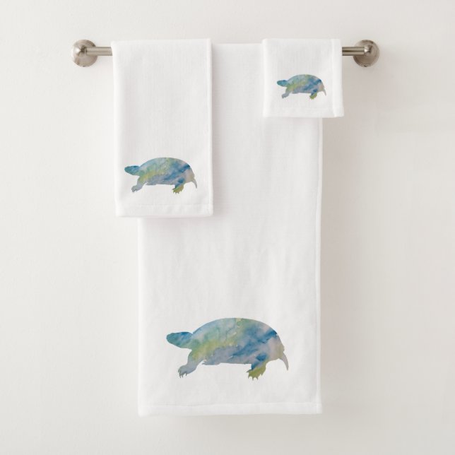 Tortuga Pintada Acuarela Baño Toalla Set (In situ)