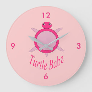 Tortuga rosada pequeña abalanzada reloj de pared