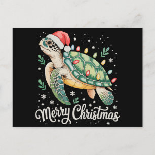Tortuga Santa Sombrero Feliz Navidad Luces Navidad