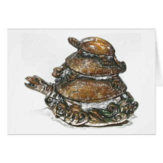 Tortuga triple de Feng Shui - oro