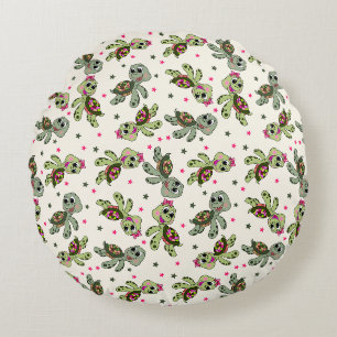 Tortuga verde patrón almohada redonda