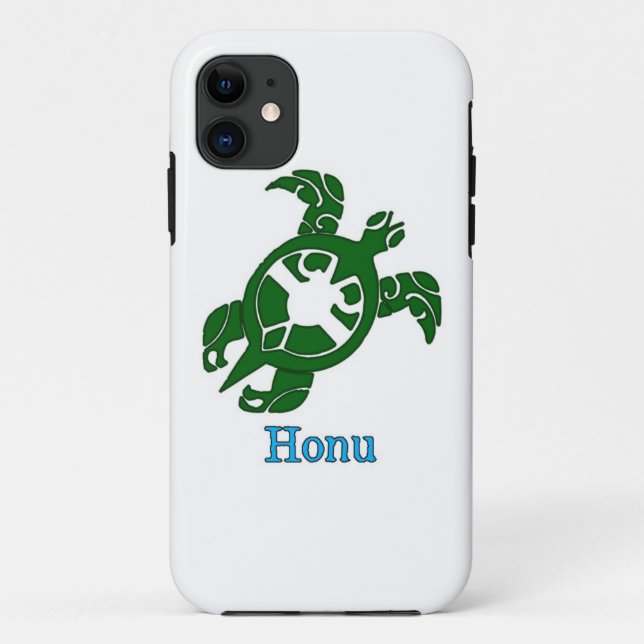 Tortuga verde tribal honu sobre el Funda blanco-ma (Reverso)