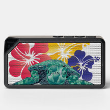 Tortuga y flores de Hawái