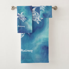 Tortugas blancas en la acuarela del océano azul Añ