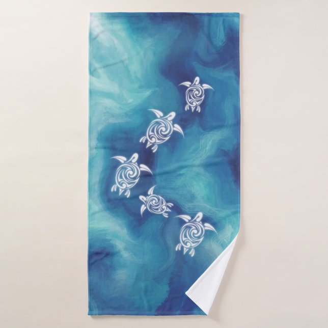 Tortugas Blancas en Océano Azul (Toalla de baño)