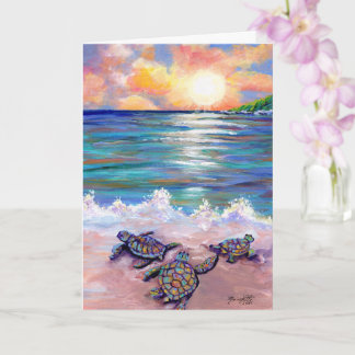 Tortugas de mar en la tarjeta de felicitación de p