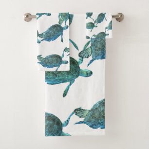 Tortugas Marinas Azul Teal Océano Elegante Playa
