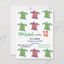 Tortugas marinas, invitación a la fiesta de cumple