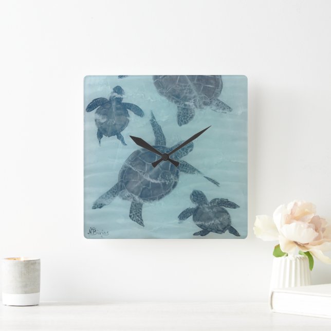 Tortugas marinas reloj de pared tropical del océan (Hogar)