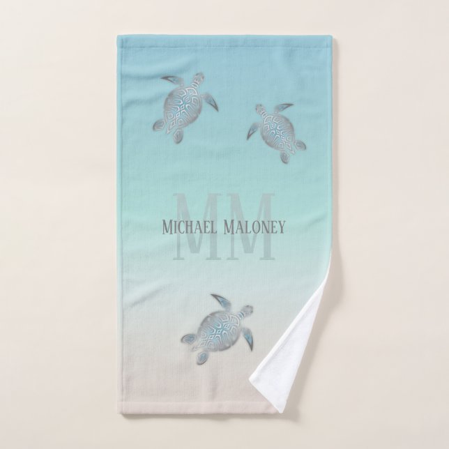 Tortugas plateadas inician su nombre Turquoise Bei (Toalla de mano)