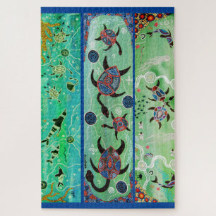TORTUGAS Y DELFINES DE ARTE ABORIGINAL PUZZLE