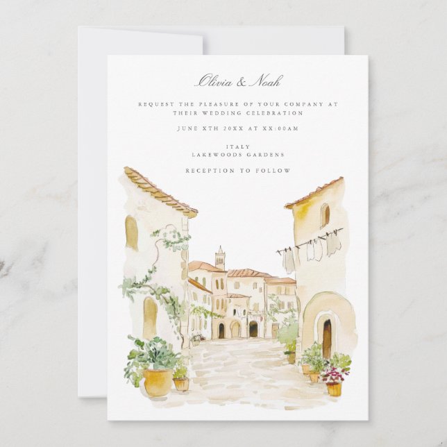 Toscana acuarela Tarjeta de invitación a la boda i (Anverso)