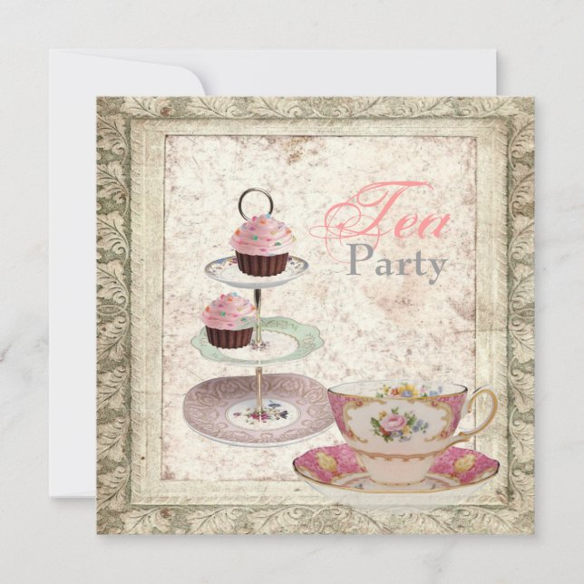 Toscana Country Bridal Shower Tea Party invitación (Anverso)
