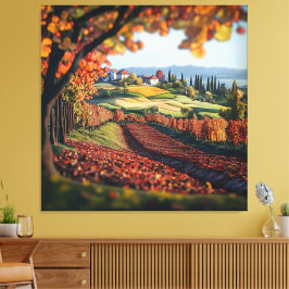 Toscana Italia Viñedo Paisaje Lienzo Estirado