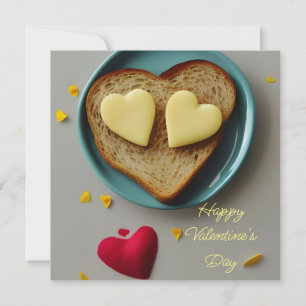Tostada con mantequilla en forma de corazón