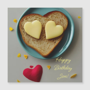 Tostada con mantequilla en forma de corazón