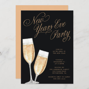 Tostadas de champán Invitación a fiesta de Año Nue