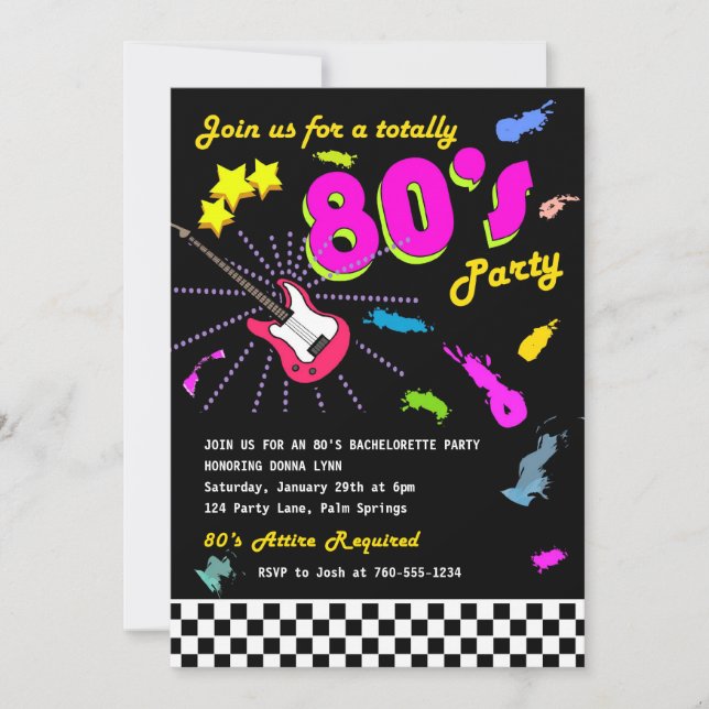 Totalmente invitaciones de fiesta de los 80 (Anverso)
