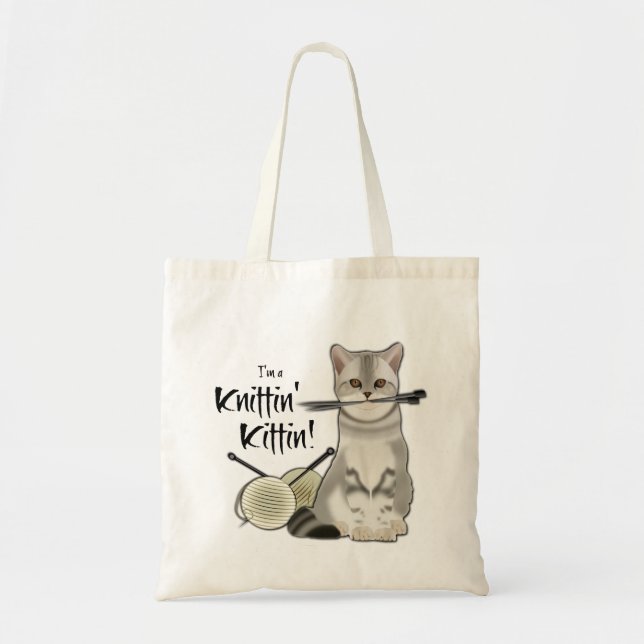 Tote de algodón de la bolsa de punto para gato con (Frente)