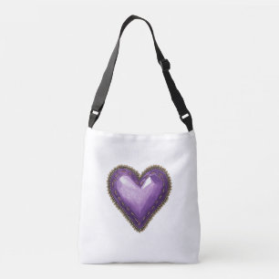 Tote de bolsa de cuerpo cruzado de corazón púrpura