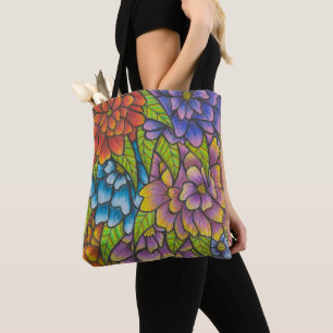 Tote De Impresión De Flores Coloridas O Bolsa Cruz