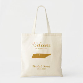 Tote de la bolsa de bienvenida de la boda de desti