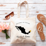 Tote de la bolsa de bienvenida de la boda de desti<br><div class="desc">Boda de fin de semana bolso de regalo de bienvenida para huéspedes fuera de la ciudad a su boda,  con imagen de México,  con corazón dorado. Rellene el tote con sus dulces favoritos.</div>
