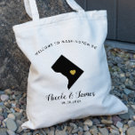 Tote de la bolsa de bienvenida de la boda de desti<br><div class="desc">Boda de fin de semana bolso de regalo de bienvenida para huéspedes fuera de la ciudad a su boda,  con imagen de Washington DC,  con corazón dorado. Rellene el tote con sus dulces favoritos.</div>