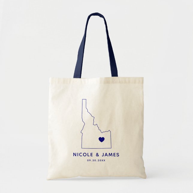 Tote de la bolsa de bienvenida del Boda Idaho, map (Frente)