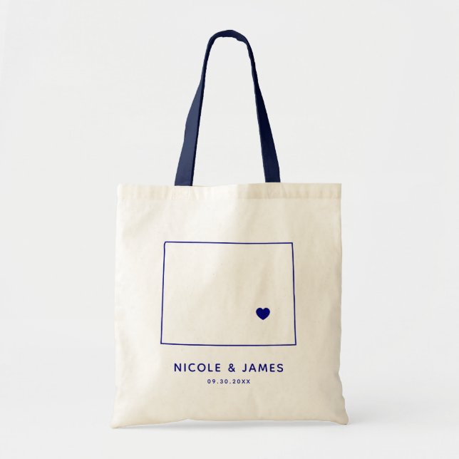 Tote de Mapa de la Bolsa de Bienvenida de Boda Wyo (Frente)