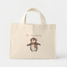 Tote de Navidades personalizados. Bolsa de pingüin