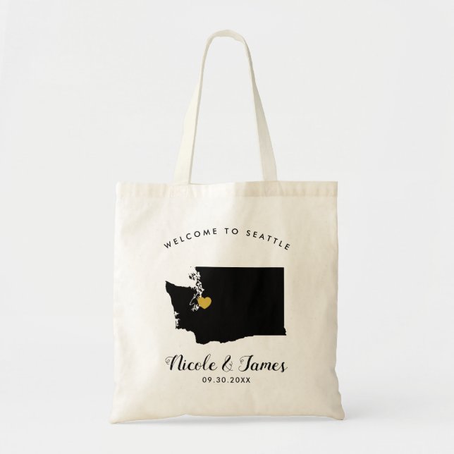 Tote del bolso de la recepción de la boda del mapa (Frente)