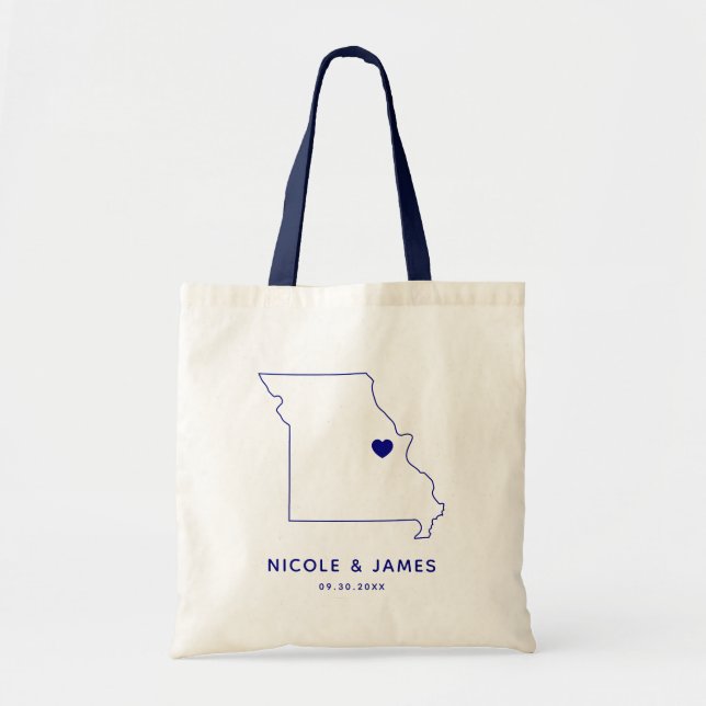 Tote del mapa del bolso de la recepción de la boda (Frente)