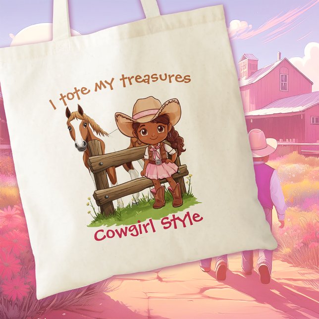 Tote Mi tesoro Estilo Noche Cute Bolsa De Tote (This adorable tote bag, "I Tote My Treasures Cowgirl Style Cute," is perfect for any little girl.)