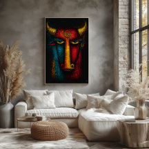 Tótem Toro Primal Arte Abstracto – Expresionista