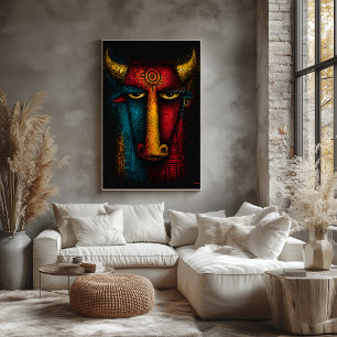 Tótem Toro Primal Arte Abstracto – Expresionista