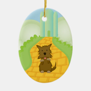 Toto en el ornamento amarillo del navidad del