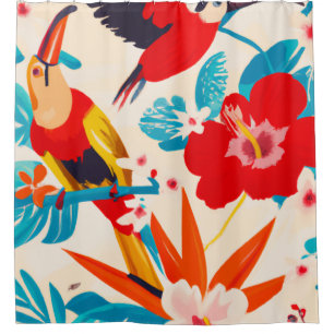 Toucans en el paraíso Cortina de ducha de arte tro