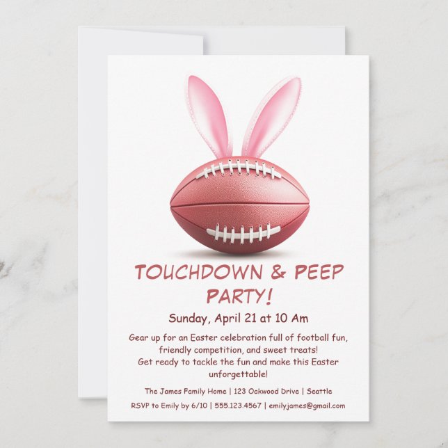 Touchdown & Peep Fiesta - Invitación al Fútbol de  (Anverso)