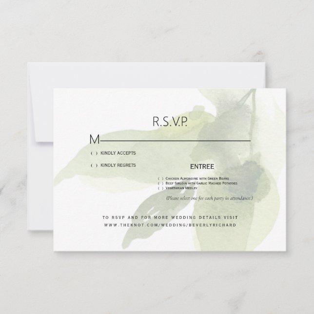 Touches of Spring Foliage Wedding Tarjeta RSVP (Anverso)