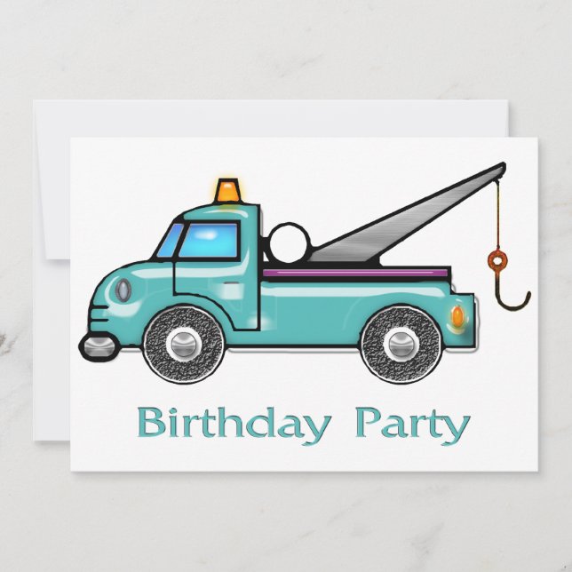 Tough Tow Truck Birthday Invitación (Anverso)